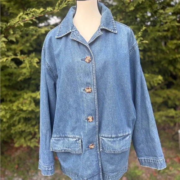 Vintage Eddie Bauer Denim Jacket – Red Lined – Size M - Picture 6 of 8